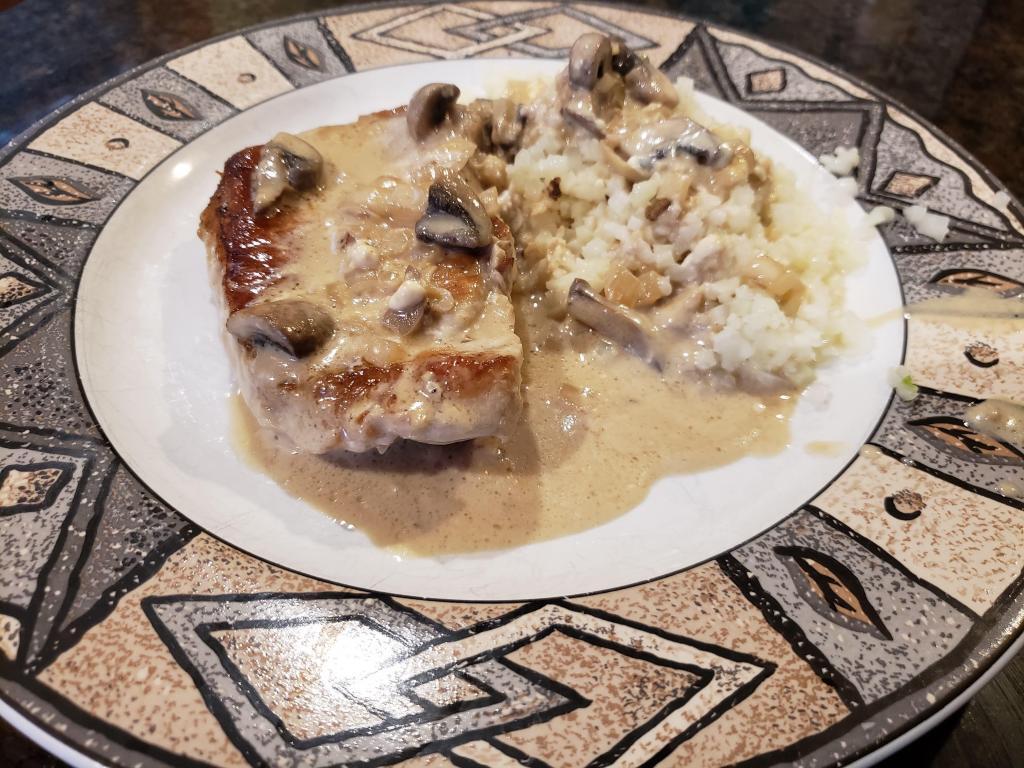 One Pan Creamy Mushroom Pork Chops Keto Low Carb Recipe